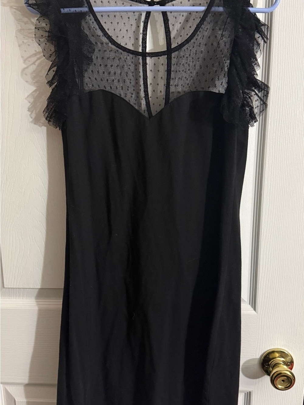 Betsey Johnson Bodycon Black Dress with Mesh Sleeves Mini Dress M